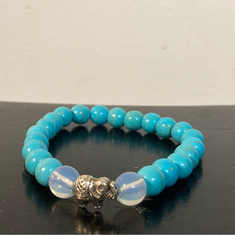 Elephant Bracelet with Turquoise Beads
